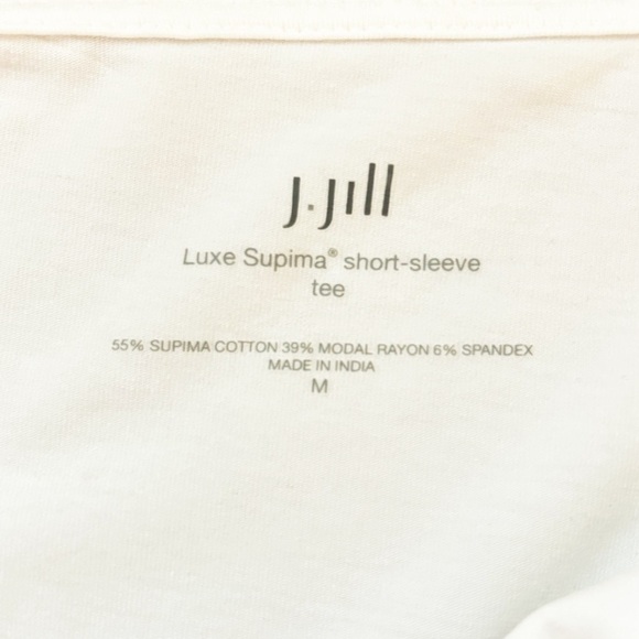 J. Jill Luxe Supima White Short Sleeve Tee Size Medium - Picture 5 of 8